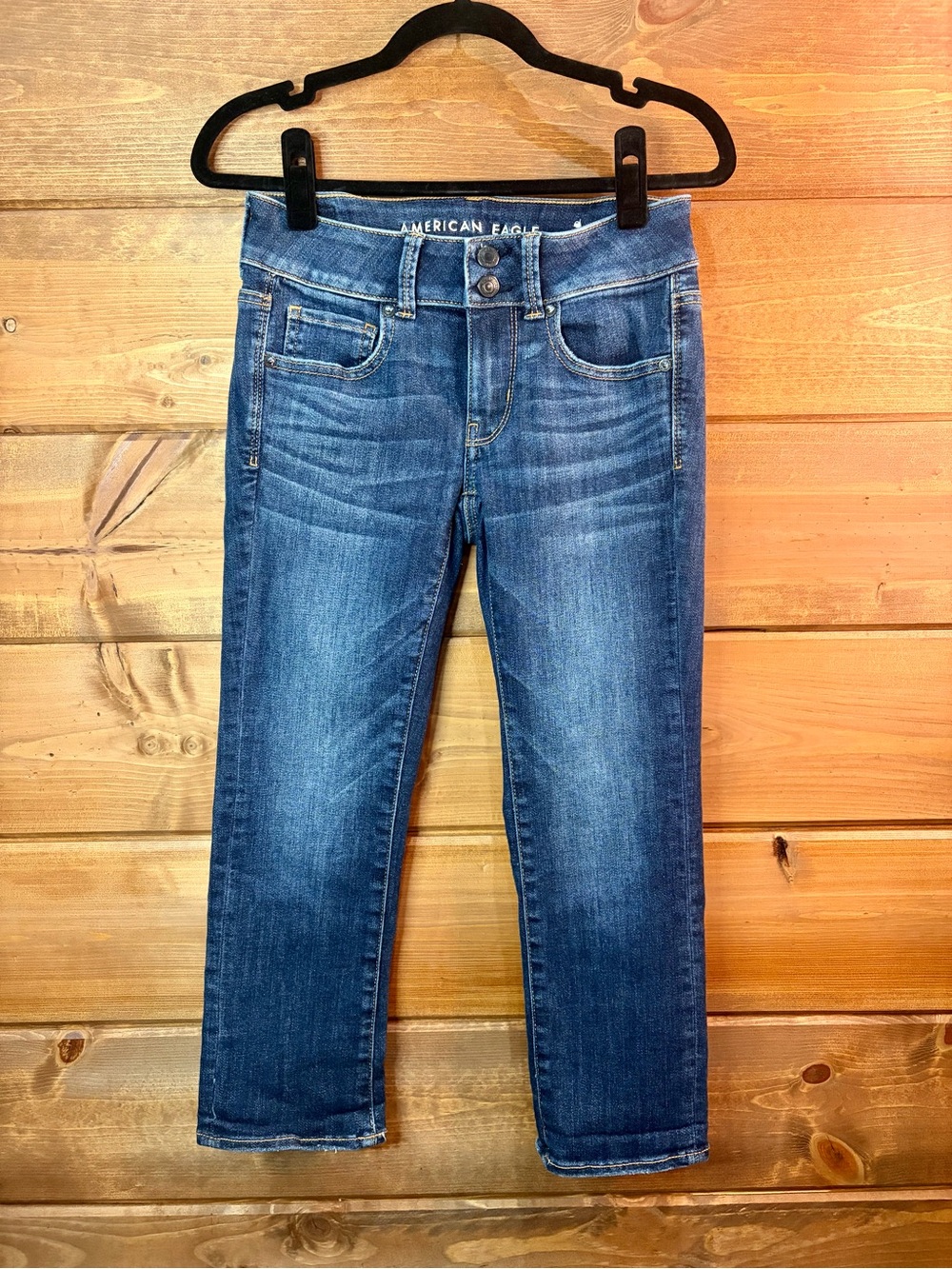 American Eagle Outfitters Indigo Stretch Cropped Skinny Jeans Size 2 Short 💕